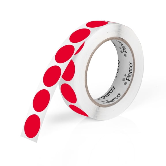 Perco Red 1-Inch Round Circle Dot Sticker Labels with Easy Peel Perforation - 1,000 Labels per Roll - Strong Adhesion, Vibrant Colors for Organizing, Crafting & More - Made in USA