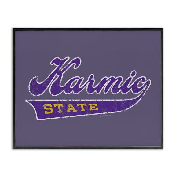 Stupell Industries Karmic State Varsity Text & Numbers Painting Black Framed Art Print Wall Art, 14 x 11