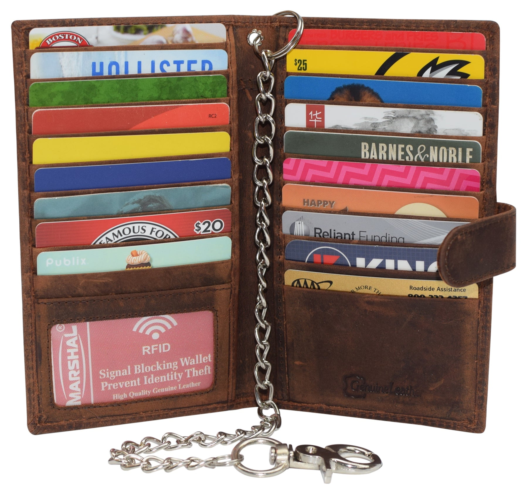Leather Keychain Credit Card Wallet With Button Snap Closure 