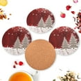 thumbnail image 6 of Christmas Coffee Trees Red Drinks Coasters, Non-Scratch Cork Base Round Cups Mats for for Wooden Coffee Table, Cool Housewarming Gift for Home Decor, 6 of 7