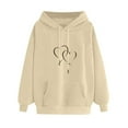thumbnail image 3 of ShomPort Women Graphic Print Hoodies Fleece Sweatshirt Casual Basic Long Sleeve Workout Pullover Fall Clothes (Khaki 37), 3 of 3