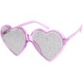 thumbnail image 2 of Women's Novelty Oversize Heart Sunglasses Smoke Glitter Lens 62mm (Magenta / Smoke), 2 of 4