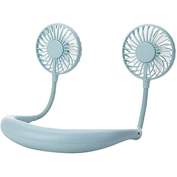 FU1999Portable Neck Fan, USB Rechargeable Fan with 3 Speeds Adjustable, Neck Fans Portable Rechargable Prime with LED Lights - Blue