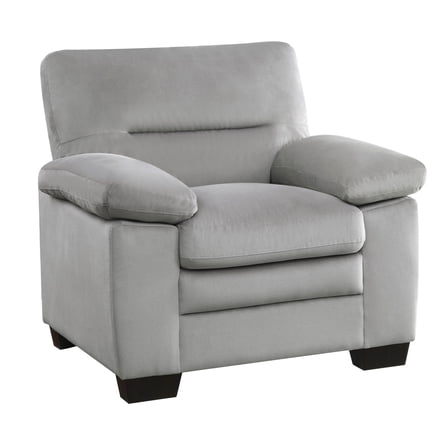Kein 41 Inch Armchair, Light Gray Fabric, Pillow Armrests, Tufted Backrest- Saltoro Sherpi