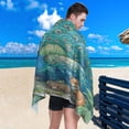 thumbnail image 5 of Quick-Dry Beach Towel 30x60in with Storage Bag, Sand Free Microfiber Towel for Travel, Swimming, Camping Peacock and Foxes, 5 of 9