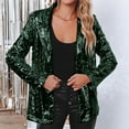 thumbnail image 4 of Sopiago Blazers for Women Sequin Shiny Open Front Blazer Evening Party Sparkly Long Sleeve Slim Cardigan Coat Jacket Green,S, 4 of 7