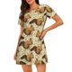 thumbnail image 1 of Balery Retro Squirrel Camisón de manga corta con cuello redondo para mujer, cómodo y elegante., 1 of 6