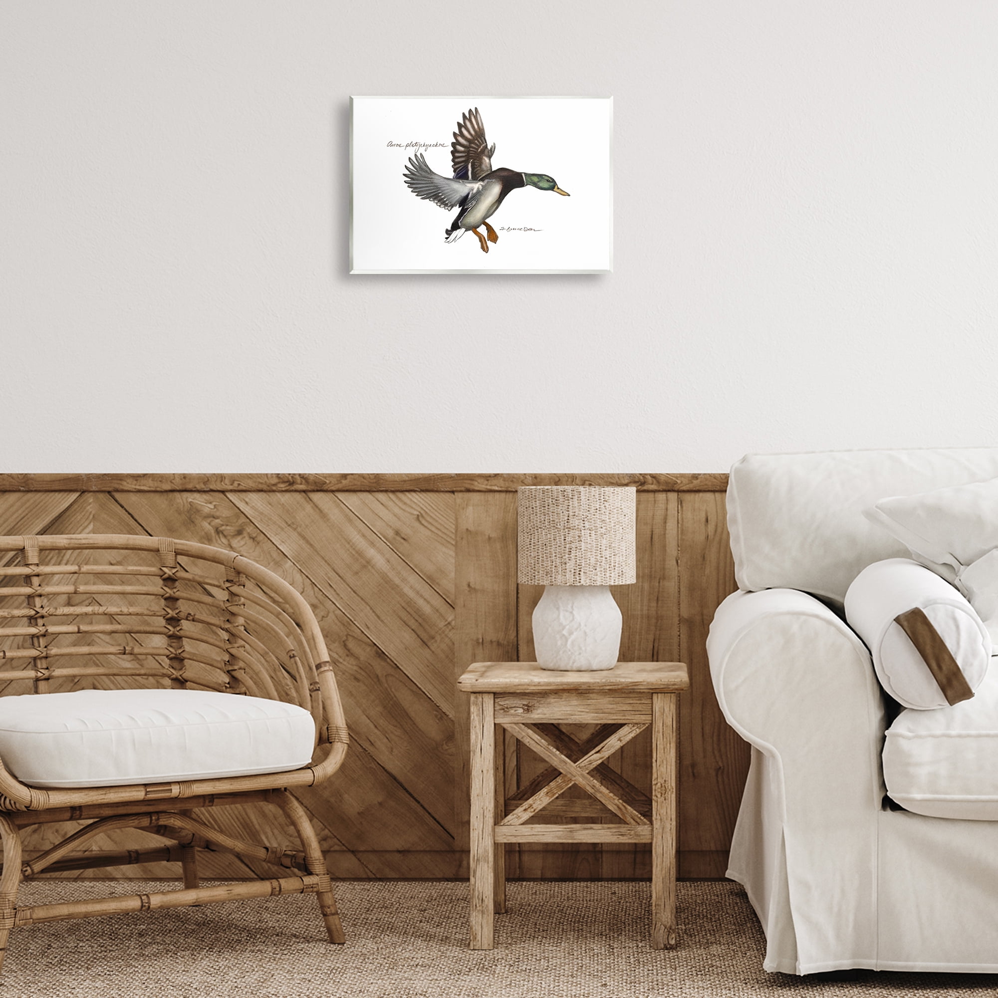 Stupell Industries Flying Mallard Duck Animals & Insects Painting Unframed Art Print Wall Art, 15 x 10