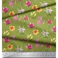 thumbnail image 2 of Soimoi Green Cotton Duck Fabric Lily & Lotus Floral Printed Craft Fabric by the Yard 56 Inch Wide, 2 of 3