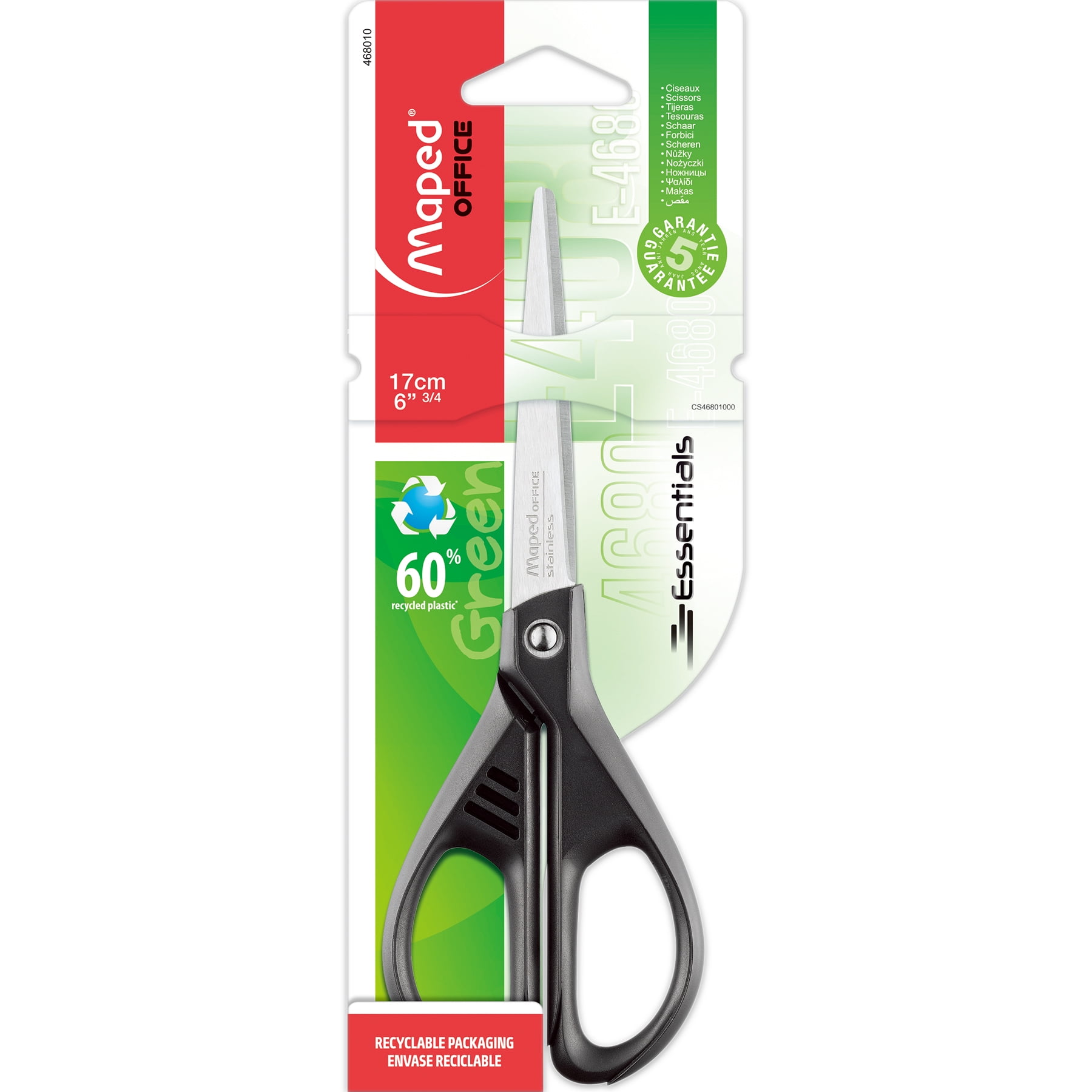 Maped Essentials Eco-Friendly Multipurpose Scissors 6.75", Pack of 24