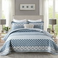 thumbnail image 7 of SahSahCasa King Size Quilt Set - 100% Cotton Farmhouse Floral King Quilt Set, Lightweight Quilted Bedspread Reversible Comforter, Blue Grey Quilt Bedding Set All Season, 3 Pieces, 7 of 7