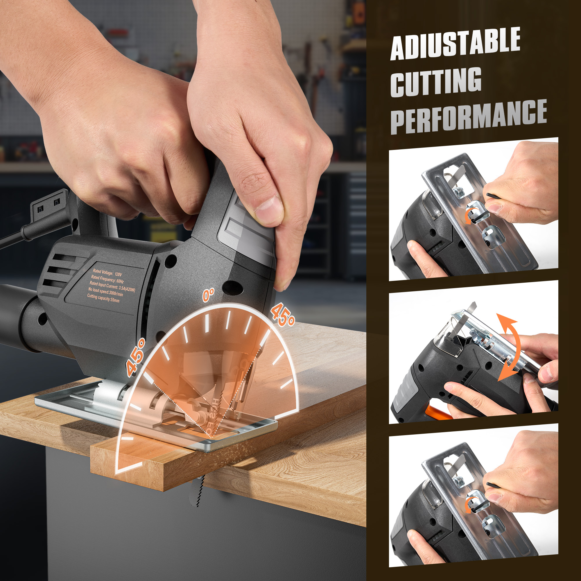 GASKY 3.5 Amp Jigsaw with 4 Blades, 3000 SPM photo 7