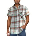 thumbnail image 2 of CYiJun Men's Casual Plaid Button Down Shirt Cotton Short Sleeve Gingham Dress Shirts Regular Fit with Pocket, 2 of 6