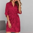 thumbnail image 4 of Samickarr Robes For Women Long Ice Silk Nightgown Summer Thin Fashion Simple Home Clothes Sexy Cardigan Bathrobe, 4 of 6