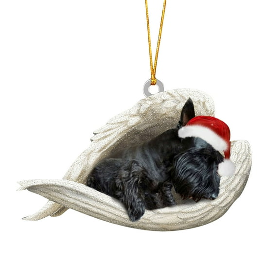 A Holiday Dog Ornament With Festive Design For Tree Accent Clear Acrylic For Visibility Adds A Whimsical Touch To Your Christmas Decor