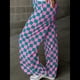 thumbnail image 5 of Pantalones Casuales A Cuadros para Mujer, Cintura Elástica, Cómodos, Holgados, de Pierna y con Bolsillos Cuadros Rosa y Verde XXL, 5 of 7