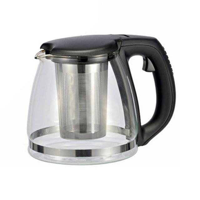Shisuyan 1100ML Household Glass Teapot Heat Resistant Glass Teapot Borosilicate Teapot with Stainless Steel Infuser Tea Maker Set(Black)