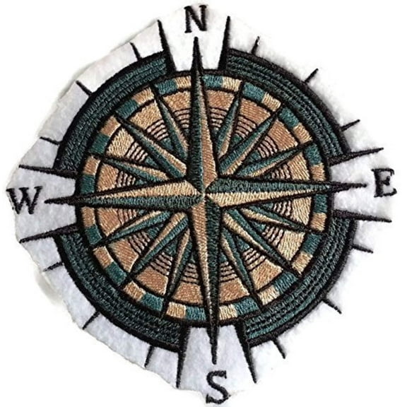 Ocean Calling [ Mariner's Compass ] Embroidered Iron On/Sew patch [5" x4.9"]