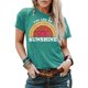 thumbnail image 1 of Mujeres crewneck manga corta Camiseta moda casual carta impresión mujer manga corta tops verde L, 1 of 5
