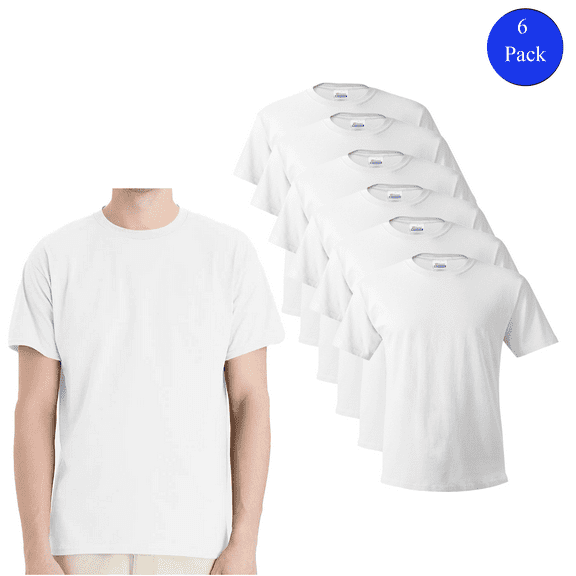 Hanes Essential T-Shirt for Adult Men, Classic Fit 100% Cotton Comfortable Tee, White, Pack of 6, S