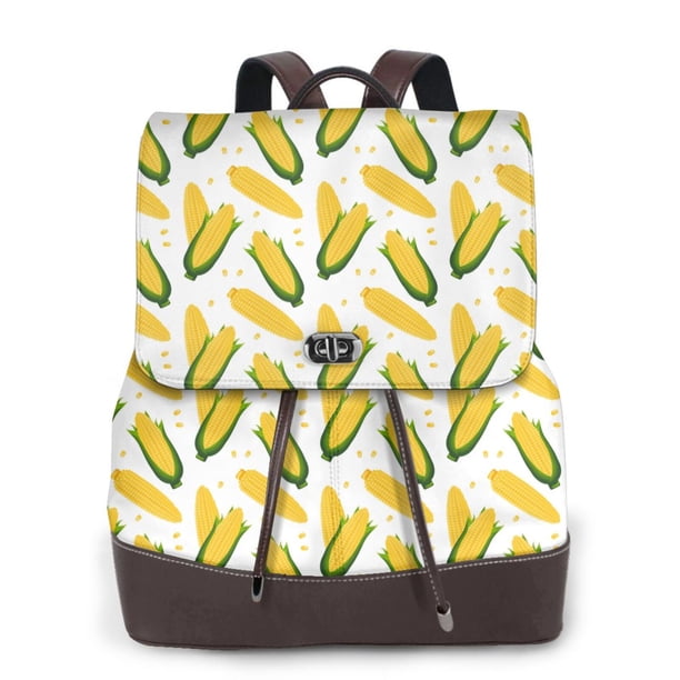 Easygdp Corn On The Cob Mochila de Cuero para Mujeres, Bolso de Hombro, Bolsos de Mano de Moda para Trabajo y Viajes