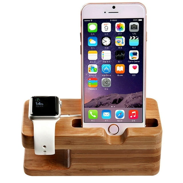 Watch Stand,AICase Bamboo Wood Charge Dock,Charge Dock Holder,Bamboo Wood Charge Station/Cradle for Apple Watch,iPhone,smartphone,iPhone iPad and Smartphones and Tablets (Bamboo Wood)