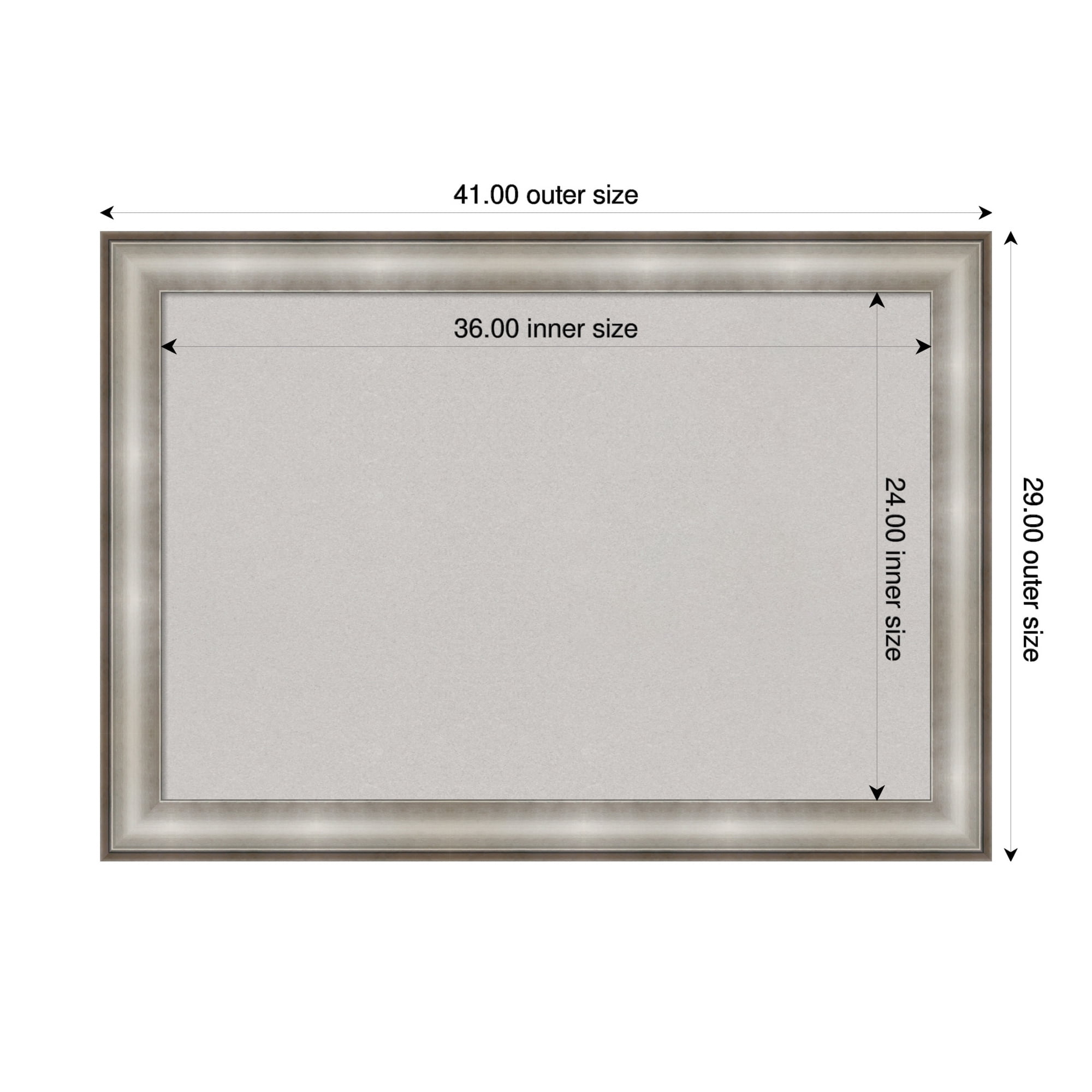 Amanti Art Grey Cork Board Framed Imperial Silver Bulletin Board 41 in. x 29 in.