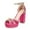Pink, variant on XYD Women Block High Heel Peep Open Toe Sandals Ankle Strap Platform Velvet Pumps Elegant Bridal Shoes Size 7 Pink