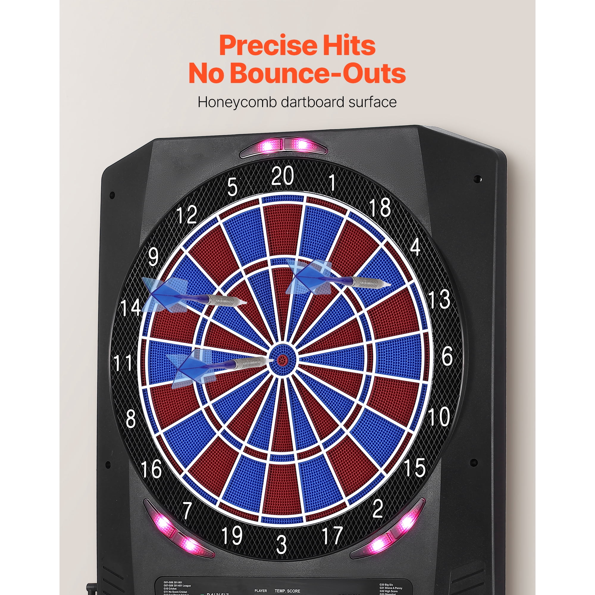 KFFKFF Electronic Dart Board with 13.5" Target, 45 Games & 474 Variations for Up to 8 Players, Includes 6 Dart Shafts, Flights, and 50 Soft Tips, LED Cricket Scoring Display for Home, Party, or Bar