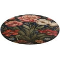 thumbnail image 4 of Boho Vintage Floral Soft Bedroom Round Area Rug, Washable Cute Nursery Circle Throw Mat, Non-Slip Contemporary Small Low Pile Floor Carpet for Dorm Bedside, 4 of 6