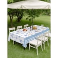 thumbnail image 4 of Outdoor Tablecloth with Umbrella Hole for Patio/Picnic/Party/Camping, Blue Purple Palm Trees Waterproof Table Cloth Rectangle Table Cover Washable, Summer Tropical Coastal Plaid Strip (60"x 120"), 4 of 9
