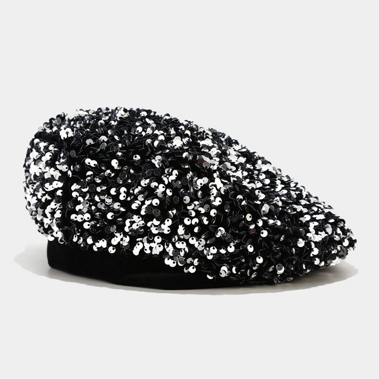 Bling Beret Hats for Women Sequin Paris Artist Cap  display picture 1
