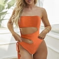 thumbnail image 2 of Gibobby Trajes de Baño Mujer Completo Traje de baño de triángulo para mujer cintura sin espalda Monocromo Sexy Bikini Traje de baño(Naranja,G), 2 of 5