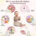 thumbnail image 4 of 2 in 1 Wooden Baby Walker and Activity Center for Girls Boys Sit-to-Stand Learning Toy Kids Montessori Educational Push Toys with Music Detachable Busy Keyboard for Toddlers Pink, 4 of 7