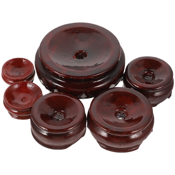IBASETOY 6Pcs Brown Wooden Crystal Ball Stand Sphere Holder for Display of Golf Tennis Balls and Eggs