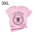 thumbnail image 1 of T-shirt Femme Lettre Manches Courtes Haut Femme Dessin Animé Tee Col Rond Blouse d'Été, Rose, 3TG, 1 of 6