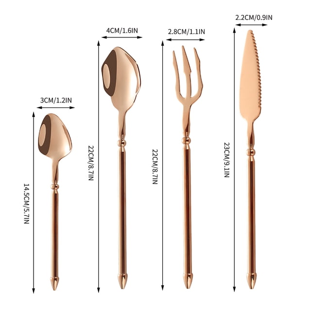 4-piece Set Handle Stainless Steel Tableware Dessert Salad Spoon Fork Handle Steak Knife Fork Spoon Tea Spoon