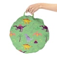 thumbnail image 2 of Dino Round Floor Cushion with Handle, Jurassic Sketch and Cartoon Style Various Dinosaur Breeds in Happy Colors, Pillow for Living Room & Dorms, 18" Round, Sea Green Multicolor, by Ambesonne, 2 of 4