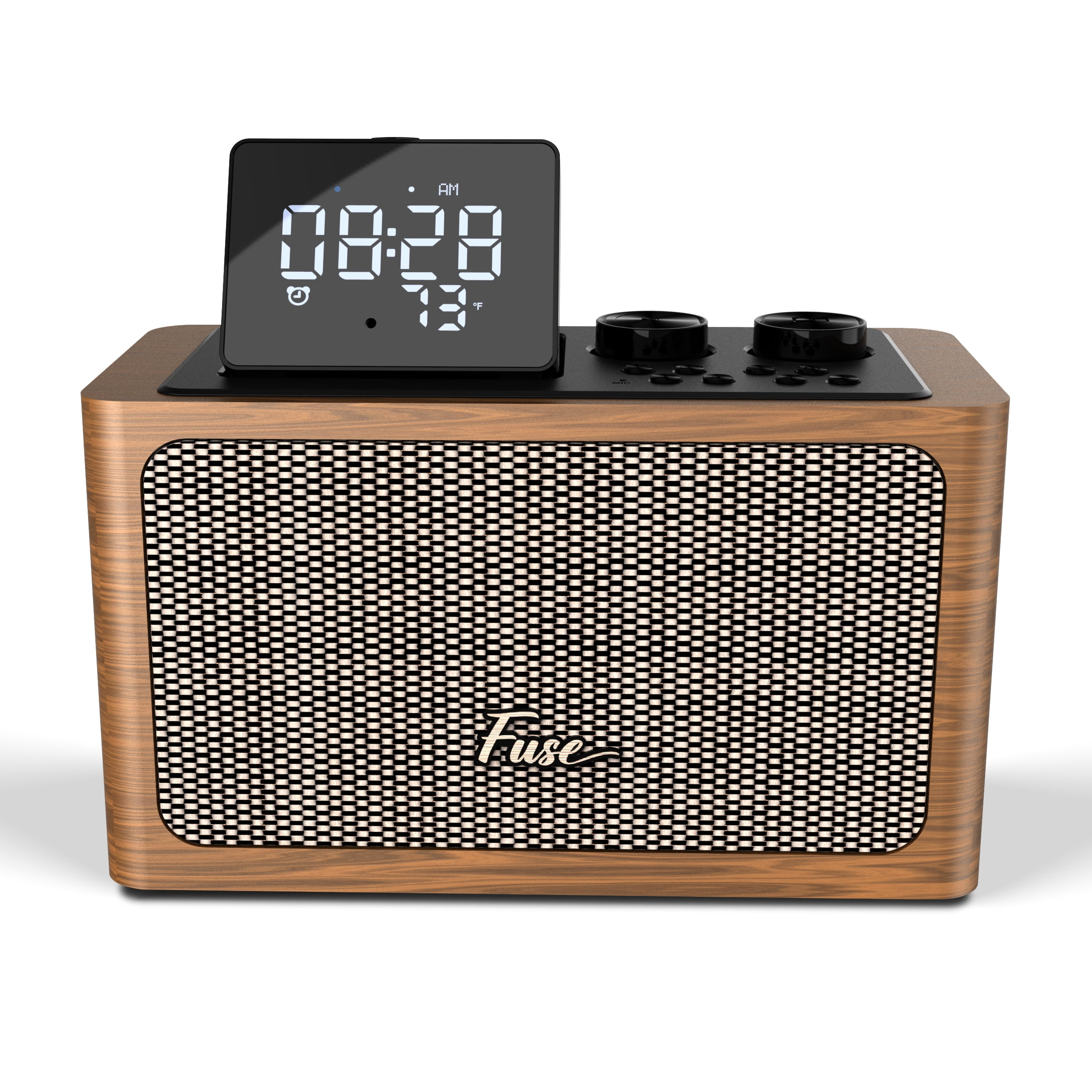 Fuse Zide Vintage Retro LCD Alarm Clock Radio Bluetooth Speaker - Brown