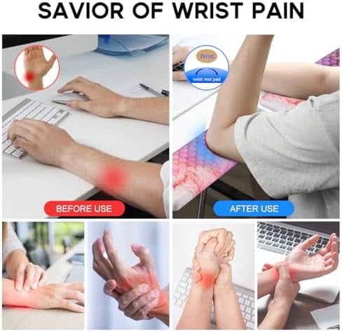 Tekola L-Shaped Desk Elbow Pad for Desk 2 Pack, Soft Memory Foam Elbow Support Padding with Non-Slip Base, Easy Typing Pain Relief Comfort for Office Work Gaming Marble Pink