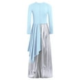 thumbnail image 4 of iiniim Girls Long Sleeve Praise Dance Outfit Dress Lyrical Worship Church Robe Metallic Wide-Leg Jumpsuit Light Blue 12, 4 of 7