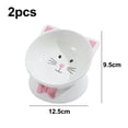 thumbnail image 2 of 2pcs Cat Bowls Ceramic Raised Cat Bowl Tilted Protect Cat's Spine, Stress Free, Prevent Vomiting, 2 of 8