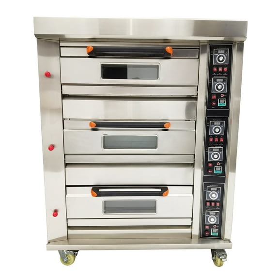 Gas Heating Commercial Movable Electric Triple Pizza Oven 6 Baking Sheets Stainless Steel 110V 300W