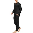 thumbnail image 5 of MoFiz Men's Bamboo Pajamas Set Long Sleeve V-Neck Top and Pants with Pockets Loungewear 2-Piece for Men, 5 of 6