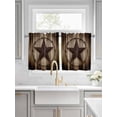 thumbnail image 2 of Half Window Curtains 24 Inches Long, Western Star Retro Window Treatment Curtain Drapes, Vintage Brown Wood Barn Short Curtains Tiers for Kitchen Over Sink, 27.5"x24", 2 Panels, 2 of 7