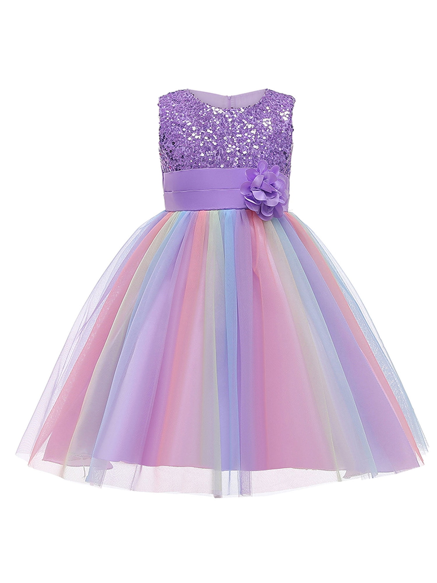 4-9 Years Girls Rainbow Horse Dress Summer Sleeveless Unicorn Ball Clothing 