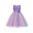 thumbnail image 3 of Toddler Baby Girl Flower Sequin Round Neck Sleeveless Dresses Rainbow Mesh Princess Dress Tutu Evening Dress, 3 of 9