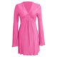 thumbnail image 5 of Vestido elegante de color liso con cinturón, mangas acampanadas y corte ajustado, vestido midi de fiesta, 5 of 6