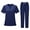 Navy, variant on Scrubs For Men, Women'S Nurse Scrubs Set 2-Piece V Neck Short Sleeve Pocket Top & Elastic Pants Work Uniform Lightweight Healthcare Worker Outfit With Multi Scrubs Top (M, Hot Pink) ZMTing