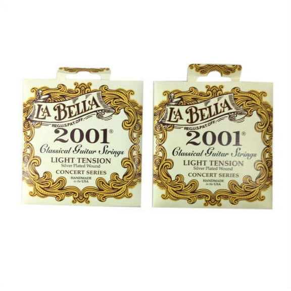 La Bella Guitar Strings 2-Pack Light Tension  Silver Plated Wound Classical 2001